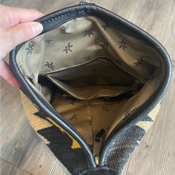 Kilim Black and Tan Tapestry Small Backpack with Black Leather Trim - Picture 6 of 16